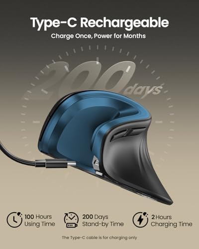 ProtoArc EM11 NL Wireless Ergonomic Mouse, Rechargeable Vertical Mouse