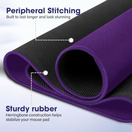 31.5" x 15.7" Waterproof Fabric Large Mousepad,Rubber Anti-Slip Base,Purple