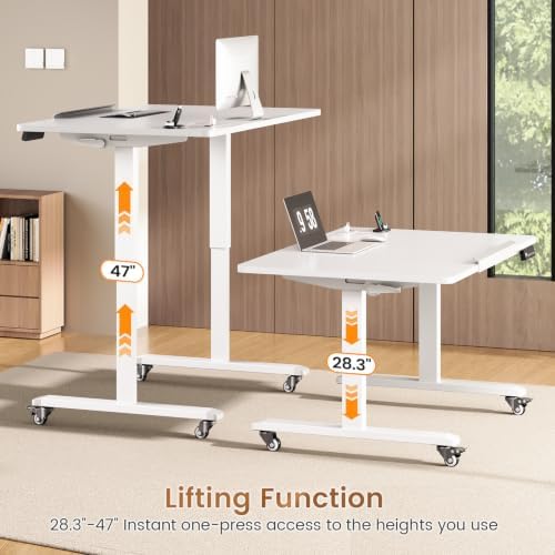 SEDETA 31.5 Inches Electric Standing Desk, 180° Tiltable Mobile Rising