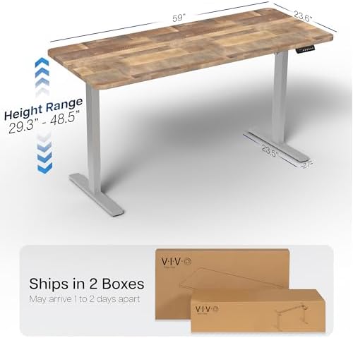VIVO Reclaimed Wood 60 x 24 in Standing Desk, DESK-KIT-1G6P