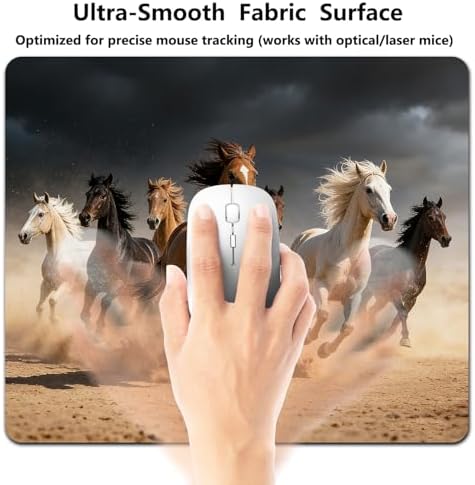 9.5x7.9 Inch Office/Gaming Mouse Pad, Galloping Wild Horses Dramatic Desert Horse Herd Stormy Sky, Cute Anti-Slip Mat for Desk Decor