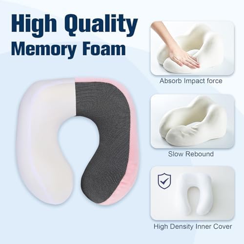 Cirorld Neck Pillow for Traveling, Travel Pillows for Airplanes Pink