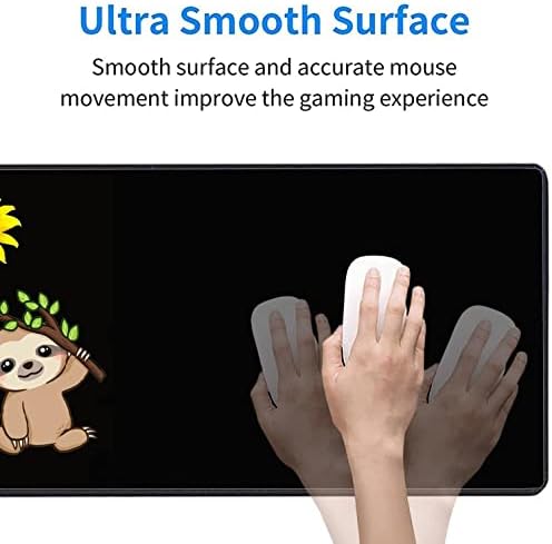 Large Gaming Mouse Pad, Keyboard Wrist Rest pad + Mouse Wrist pad + Coaster Set Extended Waterproof Non-Slip Table mat Suitable for Home Office Learning Games - Sunflower and Sloth