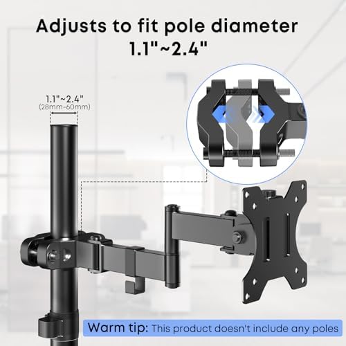 Pole Mount Monitor Arm for 17-32" Screens,17.6 lbs, VESA 75/100mm