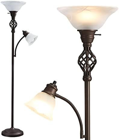 GyroVu Torchiere Floor Lamp for Living Room, LED Standing Reading Light