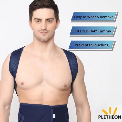 Posture Corrector for Men & Women | Adjustable Upper Back & Shoulder Support Brace for Posture Alignment, Neck & Back Support | Lightweight & Comfortable Daily Wear (Blue)