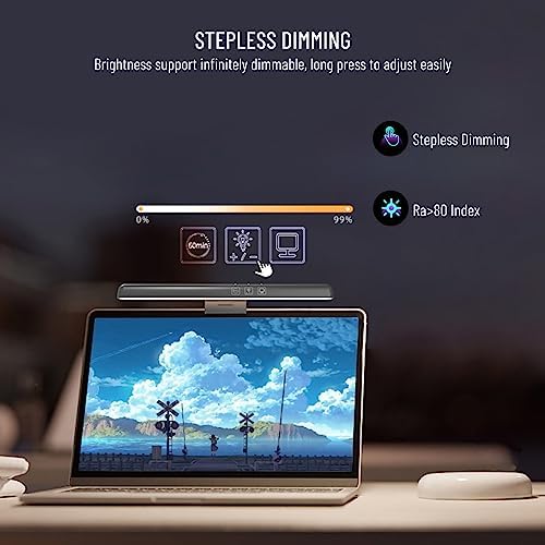 Acogedor Laptop Monitor Light Bar, LED Laptop Light Bar for Keyboard, with Stepless Dimming, No Screen Glare, Space Saving, Laptop Light Clip On