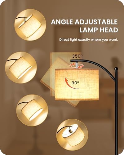 Floor Lamp with Side Table for Living Room with Tray, 9W LED Bulb