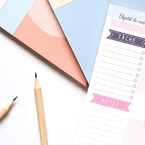 PACKLIST® Undated Monthly Planner Desk Pad (8.3x11.7 in) – Tear-Off Monthly Calendar Notepad – 100 GSM Paper Schedule Organizer with Objective for the Month, To-Do List & Notes for Office, Home, Study (FRENCH