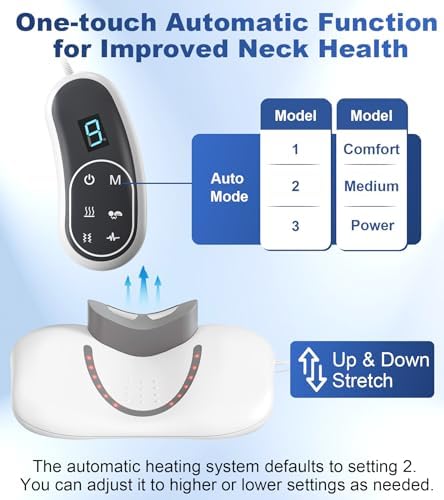 Neck Massage Pillow with Heat & Gentle Light, Contour Design for Relaxation