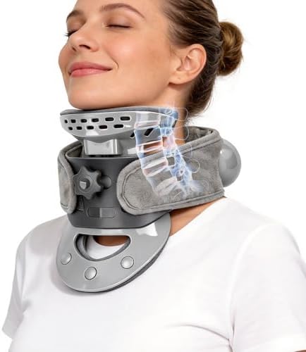 Cervical Neck Traction Device, Adjustable Neck Stretcher with Heating for Neck Pain Relief and Relaxation,Neck Brace for Home Office Outdoor Use