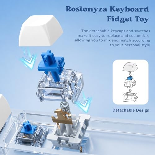 Keyboard Fidget Toy, Creamy Fidget Clicker Keyboard Fidget Keychain, Button Fidget Gifts for Adults, Boost Focus & Ease Anxiety Anywhere — Perfect Stress-Relief Gift (3×3 Grid Layout Z)