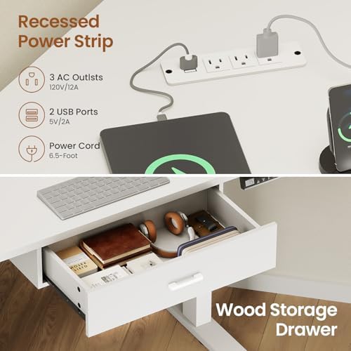 SEDETA Corner Electric Standing Desk with Drawer for Gaming, Small Space
