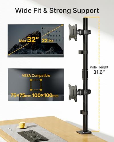 monTEK Stacked Dual Monitor Stand for 17-32", 22 lbs Each