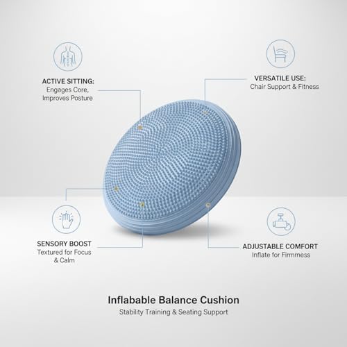 Inflatable Balance Disc Cushion, 13.4 Inch PVC Wobble Seat for Stability Training, Portable Exercise Pad for Home Office Chair or Fitness Workouts
