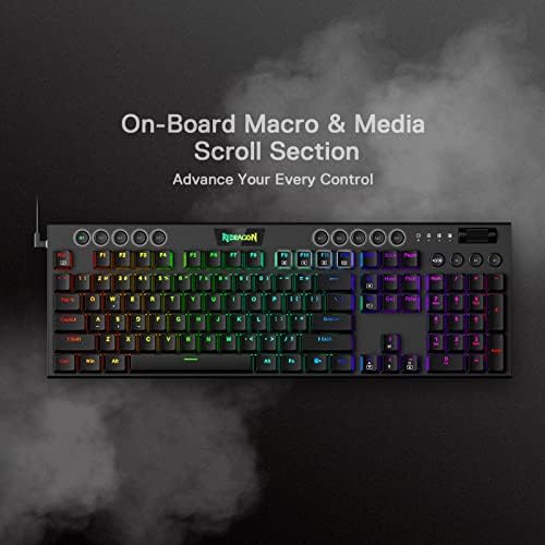 Redragon K619 Horus RGB Mechanical Keyboard, Ultra-Thin Designed Wired Gaming Keyboard w/Low Profile Keycaps, Dedicated Media Control & Linear Red Switch, Pro Software Supported