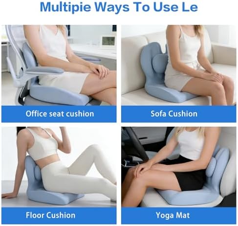 Adjustable Memory Foam Lumbar Cushion - Ergonomic Lower Back Support Pillow with Cotton Cover, Mid-Height Customizable Design for Office Chair, Car Seat, Long Sitting (Blue, Large)