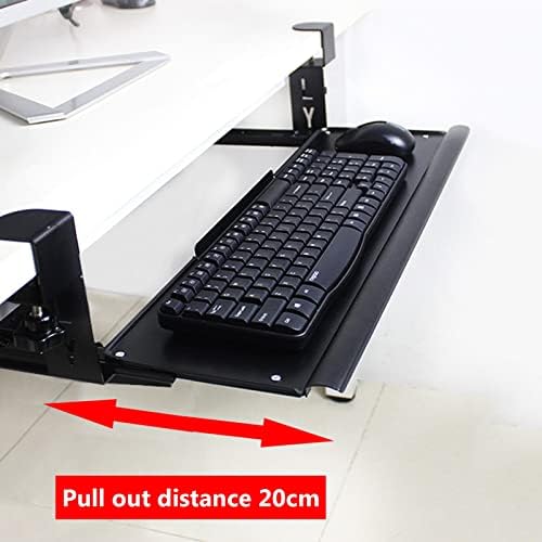 Black/White Sliding Keyboard Tray Under Desk With Slide - Slide-Out Keyboard Drawers Clamp-On - Ergonomic Desk Extender - Pull- Out Tray 52/65/75X25Cm, Wrist Rest Arm Support.Black-60cmx20cm(24x8Inch