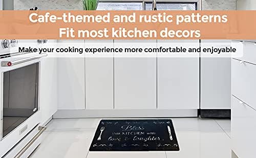 J&V TEXTILES Anti Fatigue Kitchen Mat - Kitchen Mat Cushioned Anti Fatigue, Kitchen Floor Mats Cushioned, Non Slip Waterproof Mat Standing Desk, 20x36x1/2 inches (Coffee Cups Chalk)