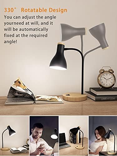 LALISU Metal Desk Lamp Table Lamp Reading Lights Arc Desk Lamps Wood Base