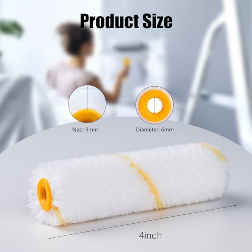 Mister Rui 10 Pieces 4-Inch Small Paint Roller Covers Microfiber Rollers