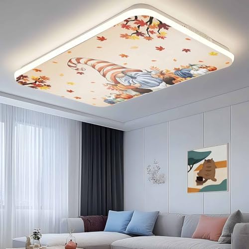 Thanksgiving Autumn Magnetic Fluorescent Light Covers for Ceiling Lights 2 x 4 Feet,Fall Gnomes Blue Pumpkin Maple Leaves Office Classroom Kitchen Drop Ceiling Light Covers Filters Shade Panel 4 Packs