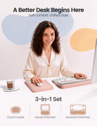 Vaydeer Keyboard Riser and Mouse Pad with Wrist Rest Set, Coaster Included