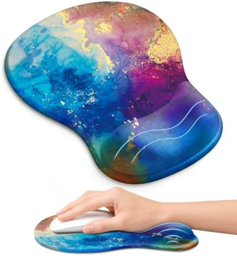 Ergonomic Mouse Pad with Wrist Rest, Gel Wrist Support, Gold Splash