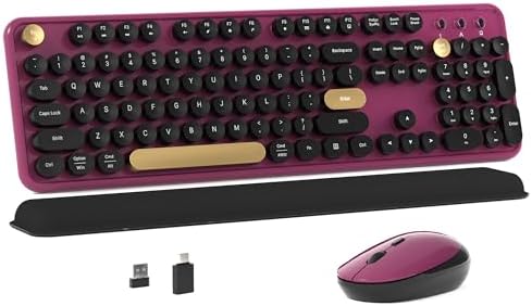 Colorful MPTOG Wireless Computer Keyboard and Mouse Combo (Black-Claret)