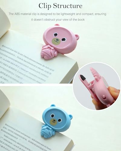 Cartoon Bear Posture Reminder Clip,Smart Sitting Posture Alert for Reading and Writing, Writing Distance Alert, Anti-Slouch Detector, Desk Study Accessory,Pink