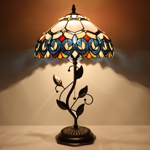 Tiffany Table Lamp Stained Glass Bedside Reading Light W12H19 inch
