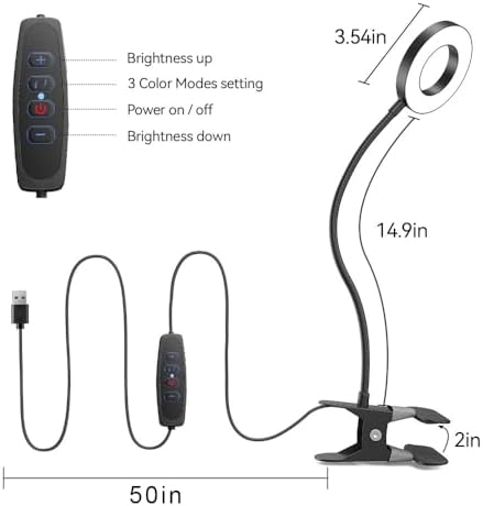 LED Desk Lamp Table Lamp with USB Charging Port (2 Pack Clip Lamp)