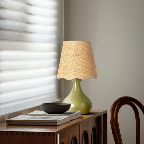 Green Small Touch Control Table Lamp for Bedroom,Green Bedside Lamps for Nightstand,Cute Mini Small Table Lamps for Small Spaces with Scalloped Shade for Kitchen Counter,Bookshelf,Living Room