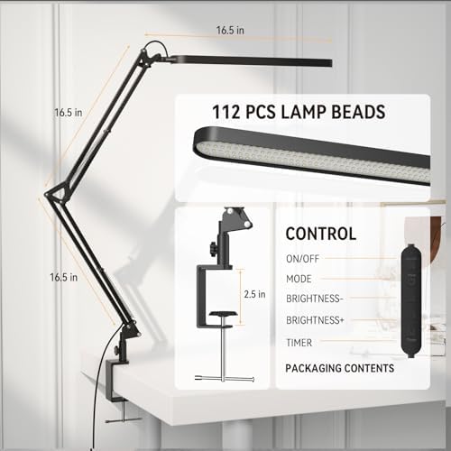 SKYLEO Desk Lamp - LED Desk Light - 5 Color Modes X 11 Brightness Levels, Timmer & Memory Function, Eye Caring, Easy Installation