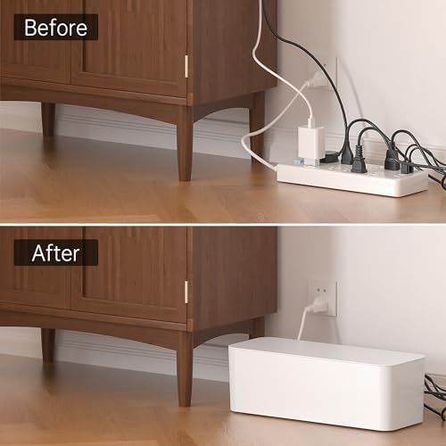 YECAYE Cable Management Box, White, XL+M, 2 Pack