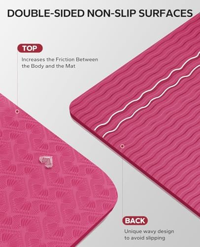 HAPBEAR Extra Large Yoga Mat - 72"x48"x6mm (1/4 inch), Non-Slip, Durable, Thick Wide Exercise Mat for Home Workouts, Yoga, Pilates, Stretching and Cardio Workouts