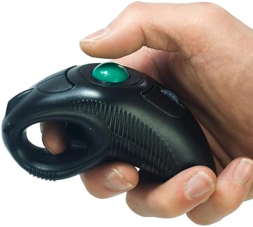 YUMQUA Finger Handheld Mouse, Wireless Trackball Mouse with Roller Ball