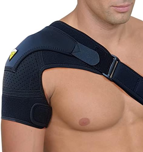 FIGHTECH Rotator Cuff Shoulder Brace for Men and Women - 4 Sizes - Shoulder Support - Pain Relief - Black - Large - Fits Most Men Bicep 12-17"