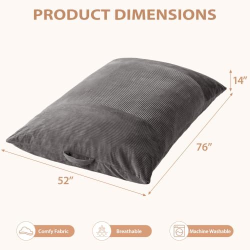 HUGHEAVEN Giant 3-in-1 Bean Bag Chair (76"x55") Oversized Floor Sofa Couch