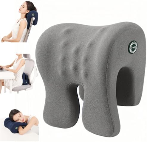 Multifunctional Headrest, Office Chair Neck Pillow, Ergonomic Memory Foam Desk Pillow, Office Chair Headrest Accessory, Universal Neck Support Pillow for Car, Office and Gaming Use (Gray)
