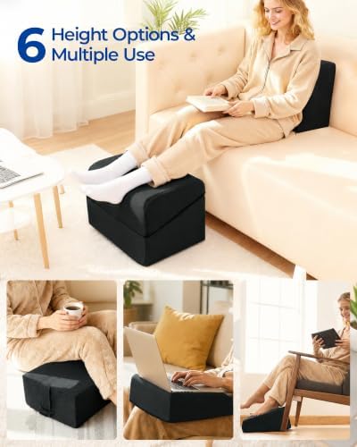 Kayfia Adjustable Heights Foot Rest for Under Desk at Work, Black
