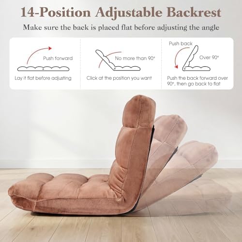 GIANTEX Floor Chair with 14-Position Adjustable, Couch Recliner (Beige)