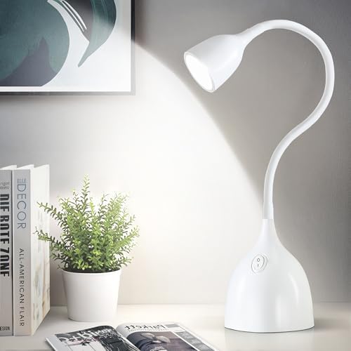 EJIAXIN Desk Lamp for College Dorm Room - LED Reading Light, White