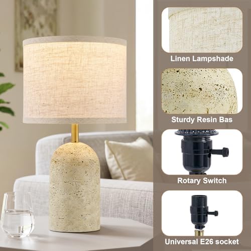 GyroVu Table Lamps Set of 2, Resin Bedside Lamps for Living Room Bedroom