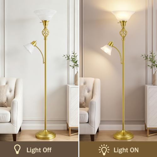 GyroVu Torchiere Floor Lamp for Living Room, LED Standing Reading Light