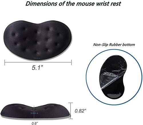 BRILA Memory Foam Mouse & Keyboard Wrist Rest Support Pad Cushion Set for Computer, Laptop, Office Work, PC Gaming - Massage Holes Design - Easy Typing Wrist Pain Relief (Black)