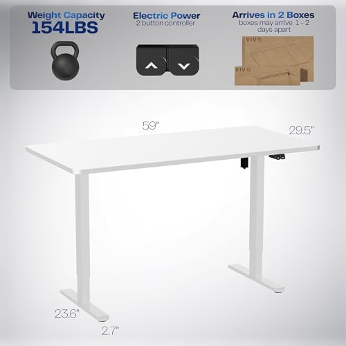 VIVO White 60 x 30 in Standing Desk, DESK-KIT-0W6W