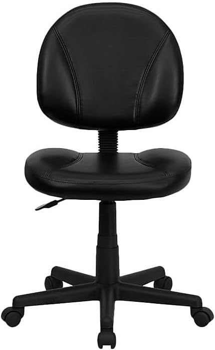 Flash Furniture Ronald Mid-Back Black LeatherSoft Swivel Ergonomic Task Office Chair with Back Depth Adjustment