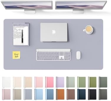 YSAGi Leather Desk Pad Protector, Office Desk Mat, Large Mouse Pad, Non-Slip PU Leather Desk Blotter, Laptop Desk Pad, Waterproof Desk Writing Pad for Office and Home (Soft Lavender,47.2" x 23.6")
