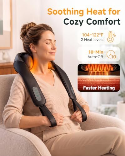 Snailax 4D Cordless Neck and Shoulder Massager with Heat & Kneading, FSA